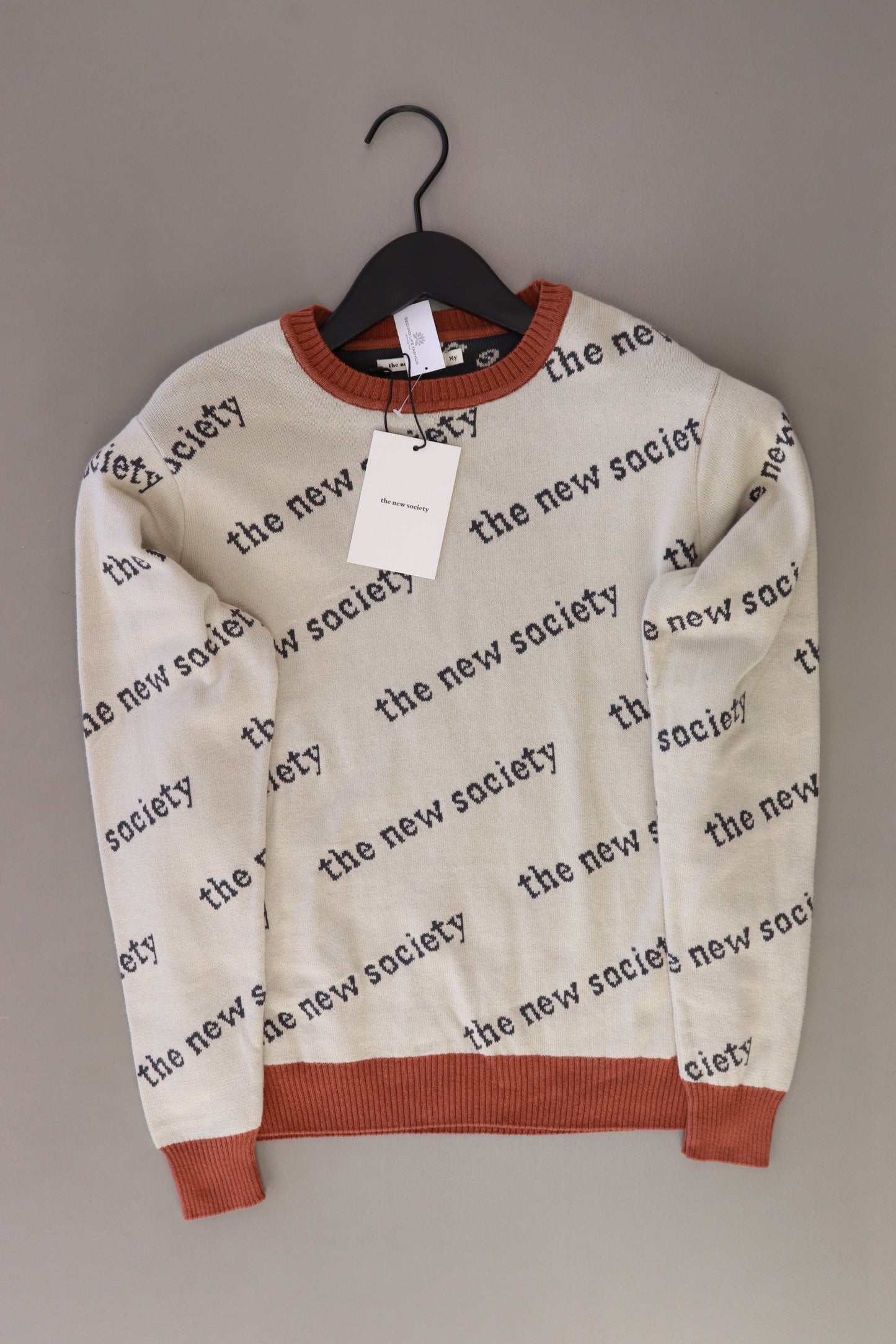 the new society Pullover Logo Sweater creme Größe 14 Jahre neu mit Etikett