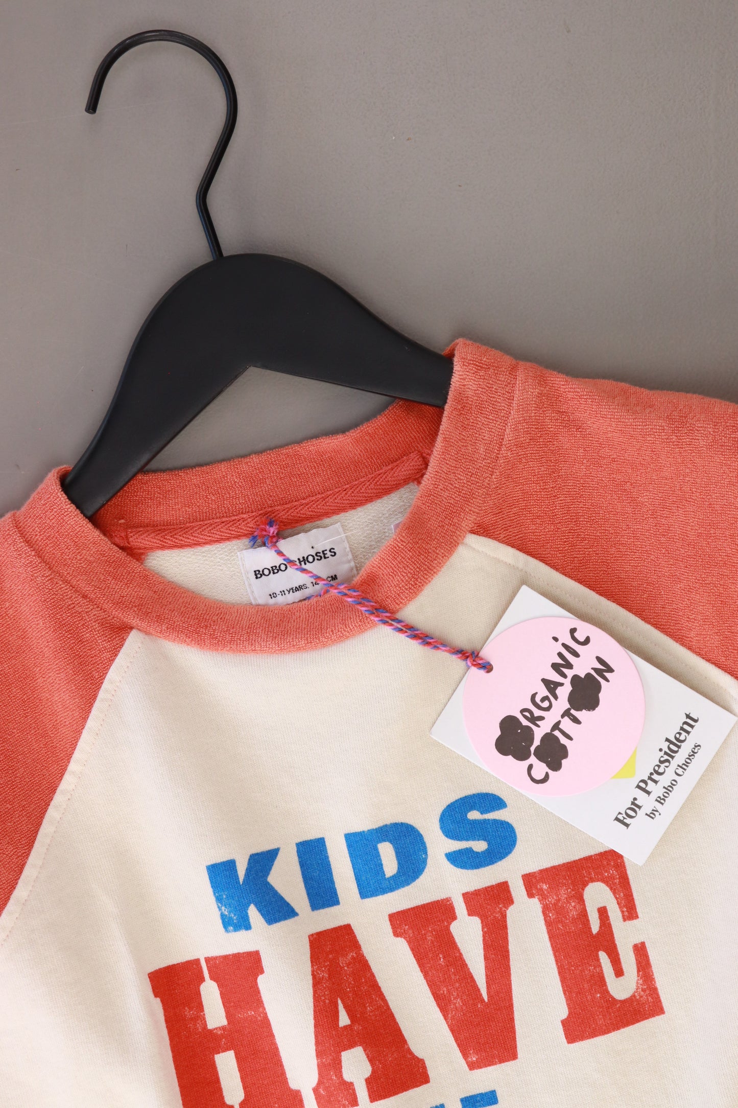 Bobo Choses Kinder T-Shirt Bio Baumwolle mit Aufdruck "Kids have the power" orange Größe 10-11 Jahre, 148cm neu mit Etikett