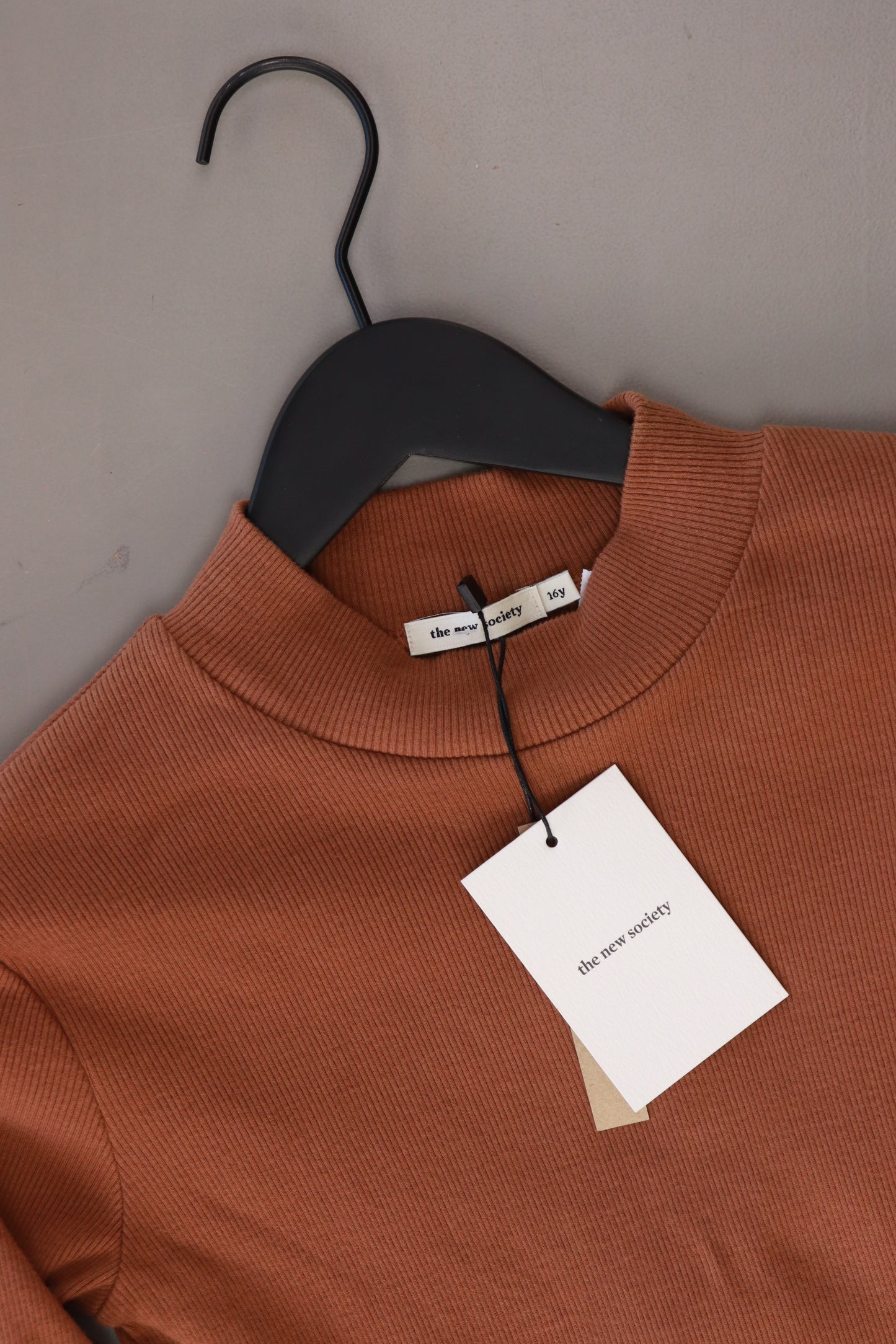 The New Society betsy high neck Kinder Shirt braun Größe 16 Jahre neu mit Etikett