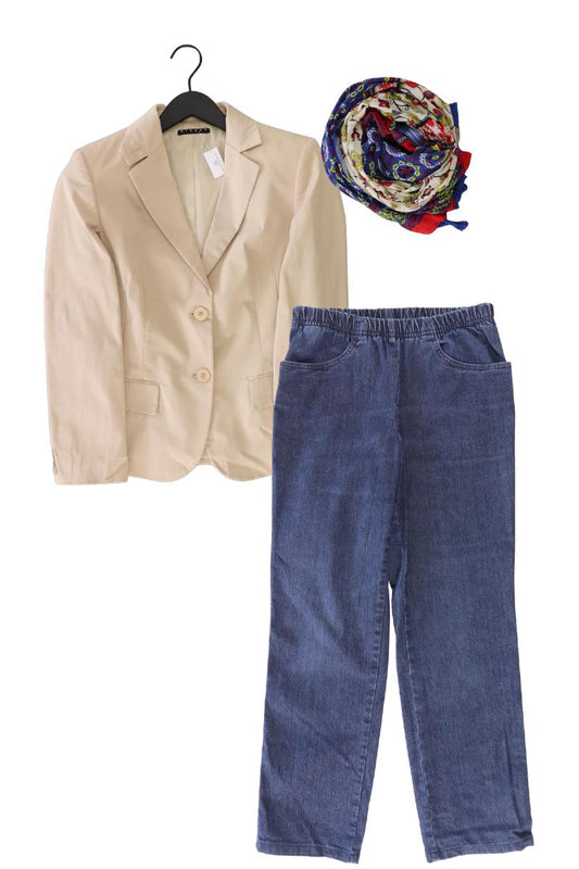 Second Hand Outfit Größe M mit Sisley Slim Blazer in Gr. IT 44 und Tuch