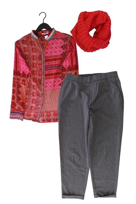 Second Hand Outfit Größe L mit Desigual Langarmbluse in Gr. L und Schal