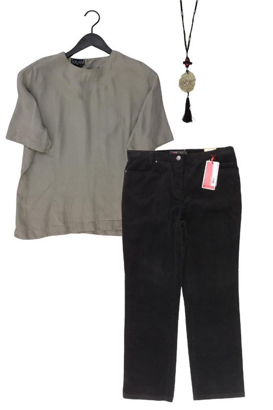 Second Hand Outfit Größe L mit Laurèl Seidenbluse in Gr. 42 und Halskette