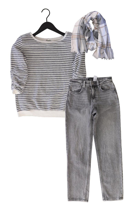 Second Hand Outfit Größe XS mit Tom Tailor (Denim) Feinstrickpullover in Gr. XS