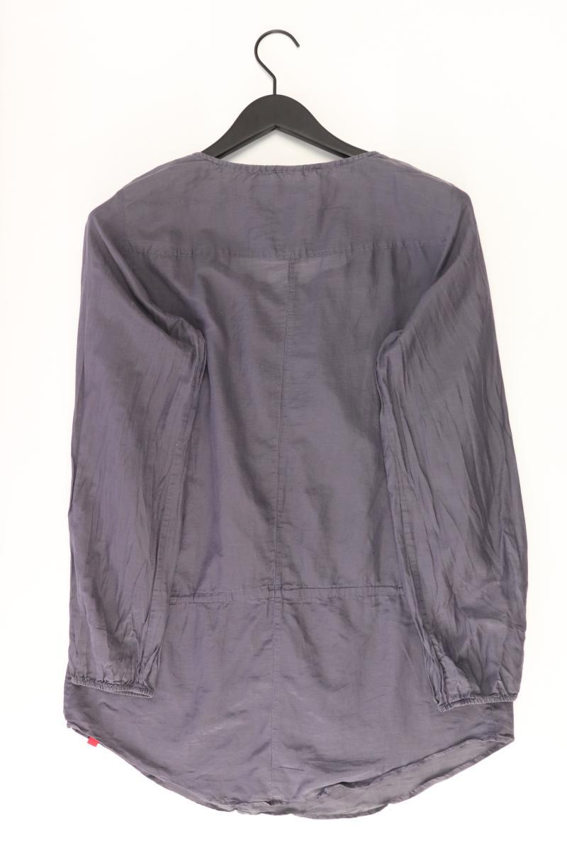 edc by Esprit Rüschenbluse Gr. M mit Gürtel Langarm grau aus Baumwolle