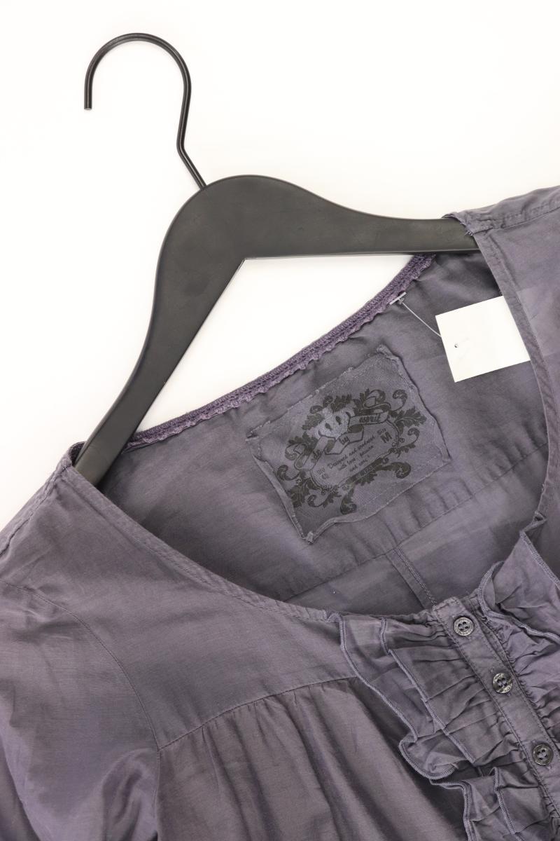 edc by Esprit Rüschenbluse Gr. M mit Gürtel Langarm grau aus Baumwolle