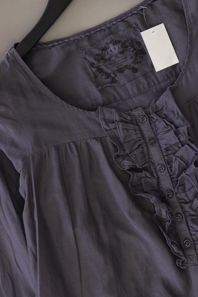 edc by Esprit Bluse mit Seide Gr. M mit Gürtel Langarm grau aus Baumwolle