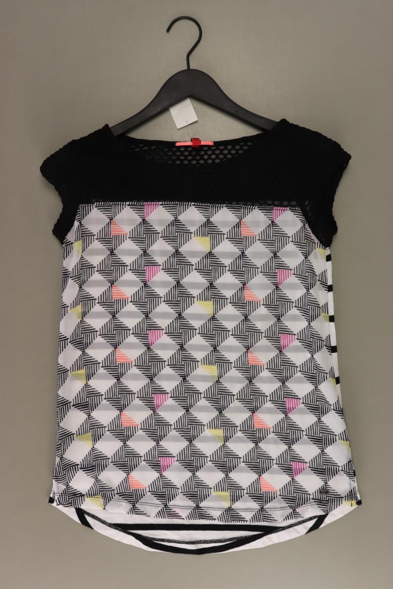 QS by s.Oliver Kurzarmbluse Gr. XS geometrisches Muster weiß aus Polyester
