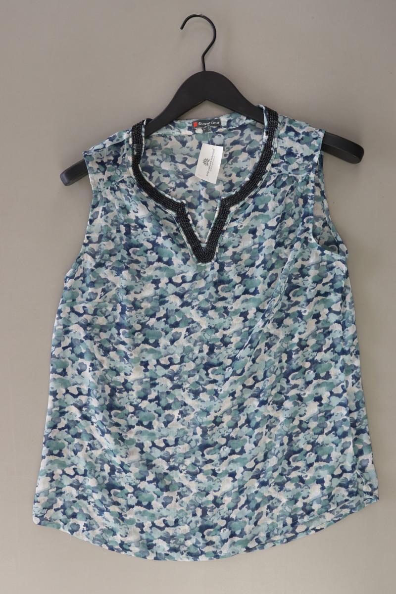 Street One Ärmellose Bluse Gr. 38 neuwertig mit Pailletten blau