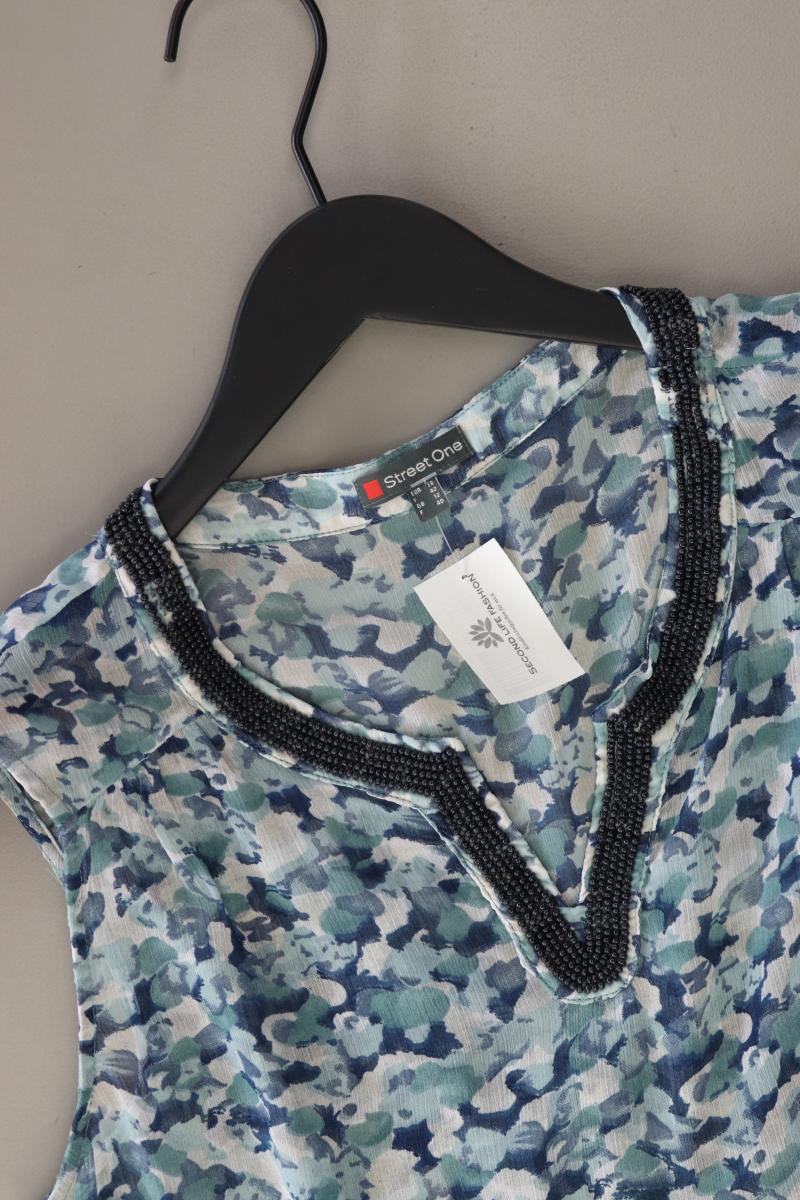 Street One Ärmellose Bluse Gr. 38 neuwertig mit Pailletten blau