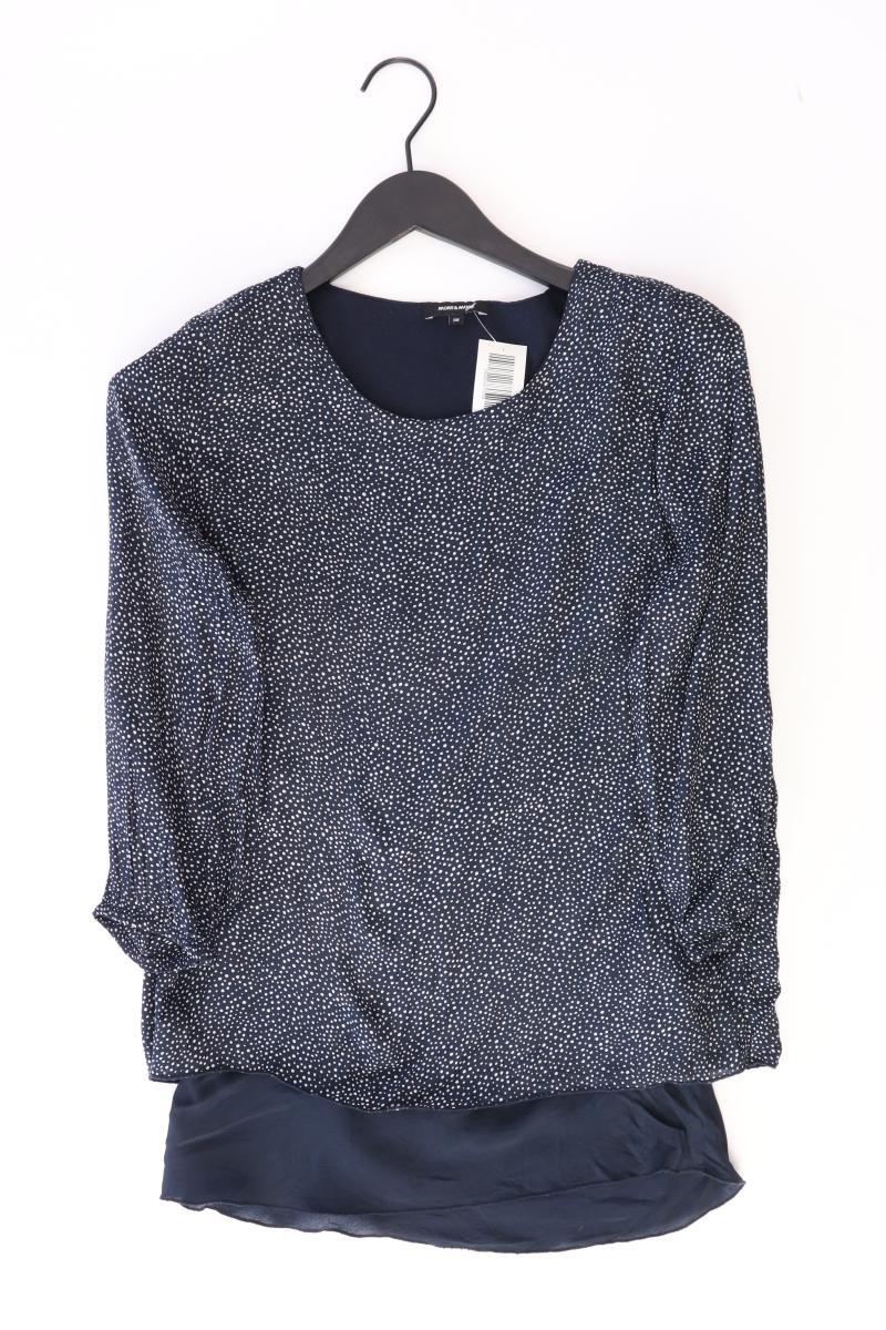 More&More Regular Bluse Gr. 36 gepunktet 3/4 Ärmel blau aus Viskose