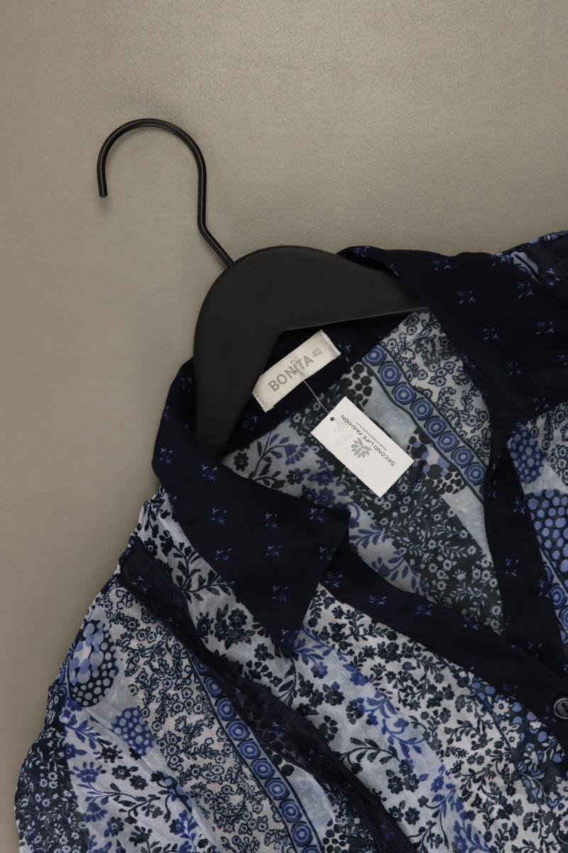 Bonita Classic Bluse Gr. 40 mit Blumenmuster neuwertig 3/4 Ärmel blau