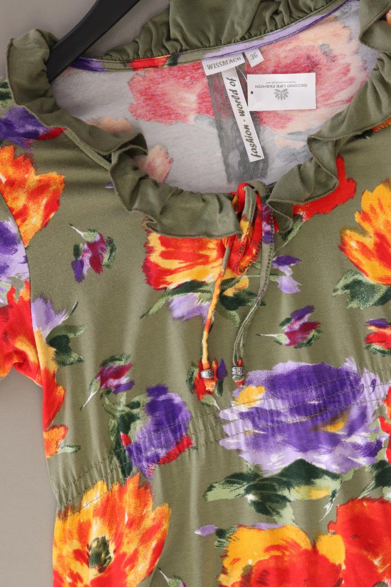 Wissmach Jerseykleid Gr. 36 mit Blumenmuster Kurzarm mehrfarbig aus Viskose