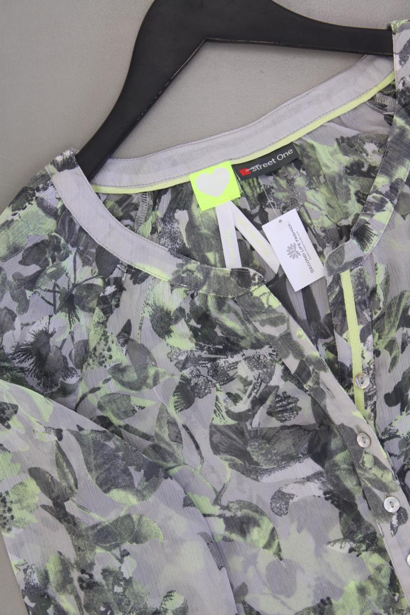 Street One Langarmbluse Gr. 36 mit Blumenmuster grau aus Polyester