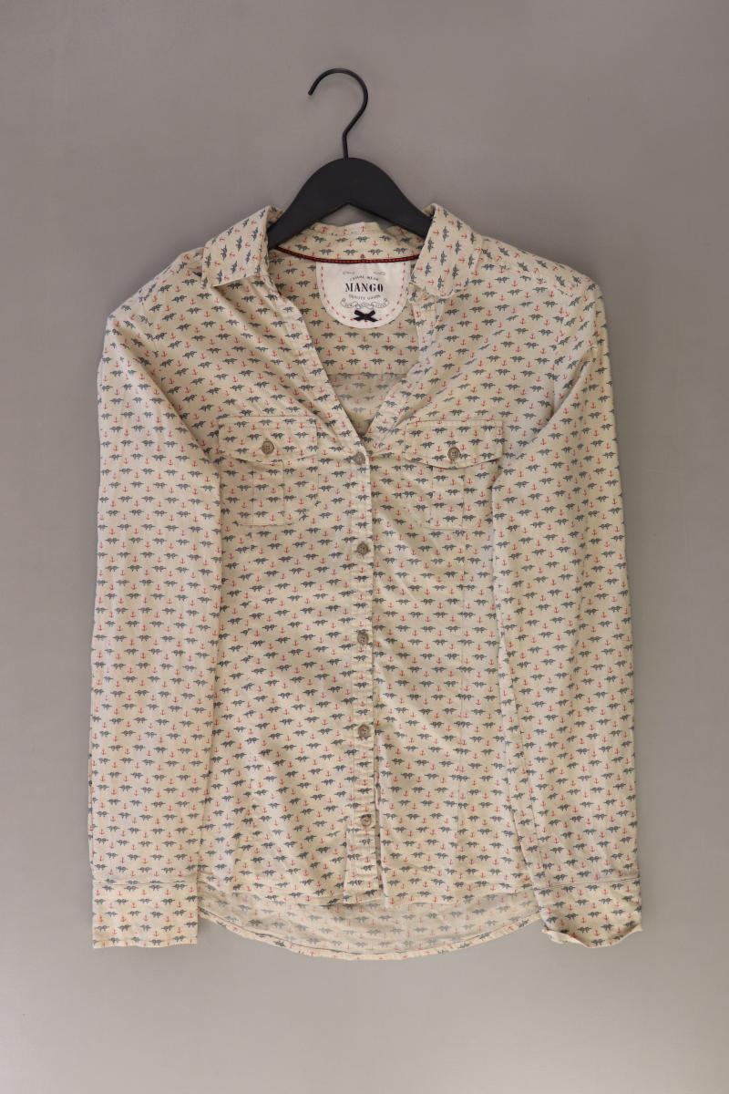 Mango Bluse mit Ankermuster Gr. S Langarm creme