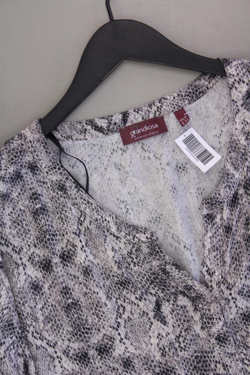 Comfort Bluse Gr. 54 mit Tierdruck 3/4 Ärmel grau aus Viskose