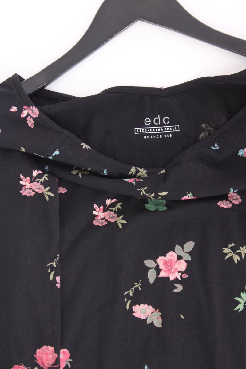 edc by Esprit Longsleeve-Shirt Gr. XS mit Blumenmuster Langarm schwarz