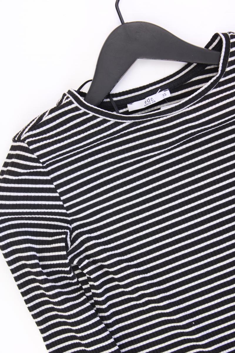 edc by Esprit Ringelshirt Gr. XS gestreift neuwertig Trompetenärmel schwarz