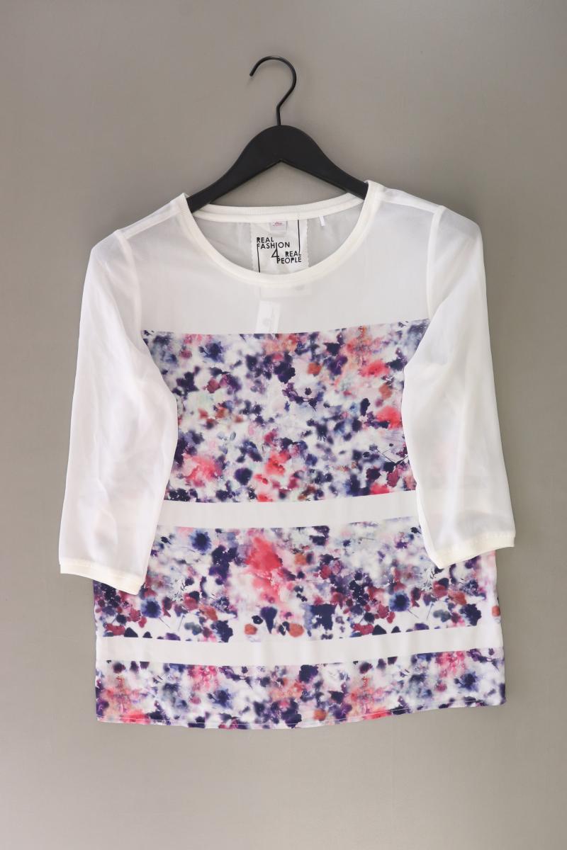 s.Oliver Classic Bluse Gr. 34 mit Blumenmuster 3/4 Ärmel weiß