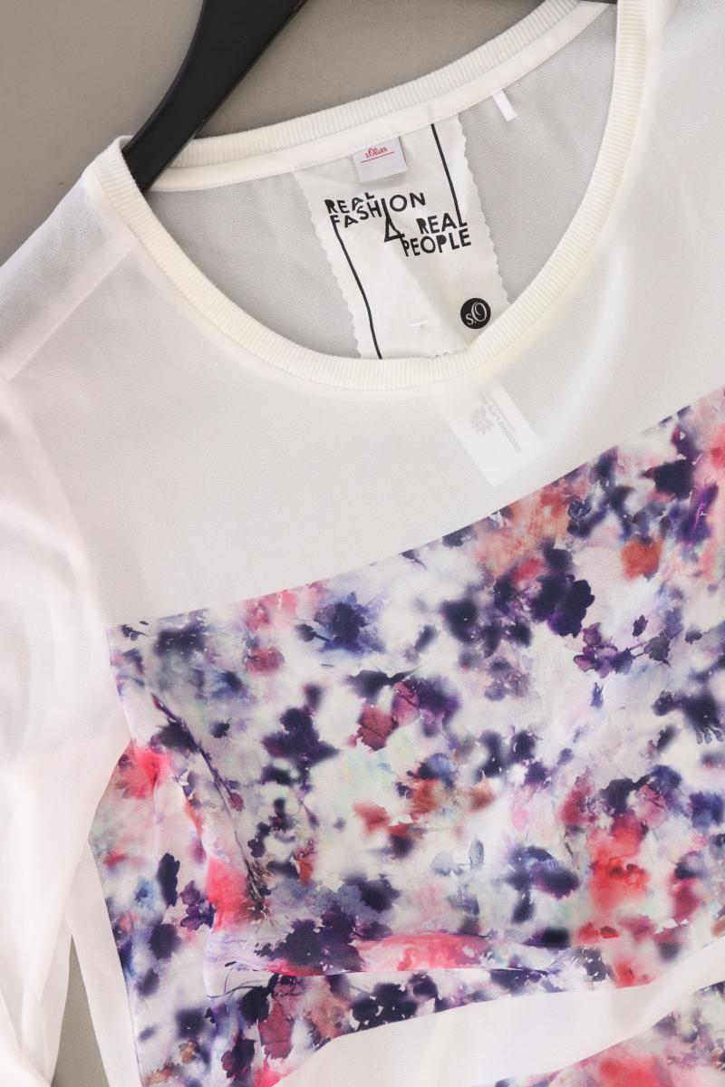 s.Oliver Classic Bluse Gr. 34 mit Blumenmuster 3/4 Ärmel weiß