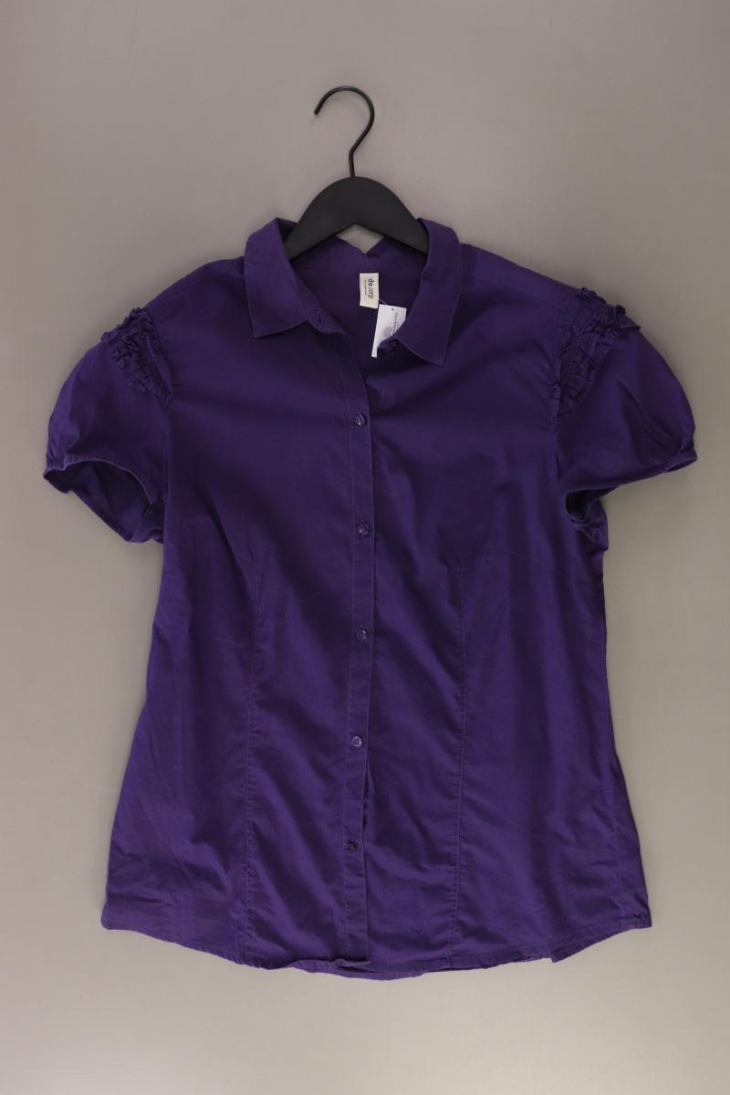 de.corp Esprit Rüschenbluse Gr. 42 Kurzarm lila aus Baumwolle
