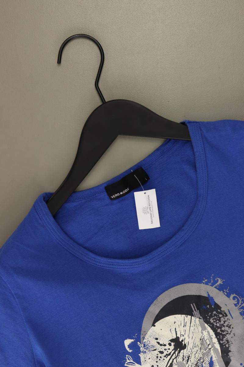 Vero Moda Printshirt Gr. M Kurzarm blau aus Baumwolle
