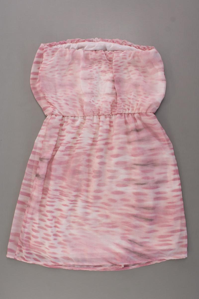 Bershka Bandeaukleid Gr. S mit Batikmuster Ärmellos rosa aus Polyester