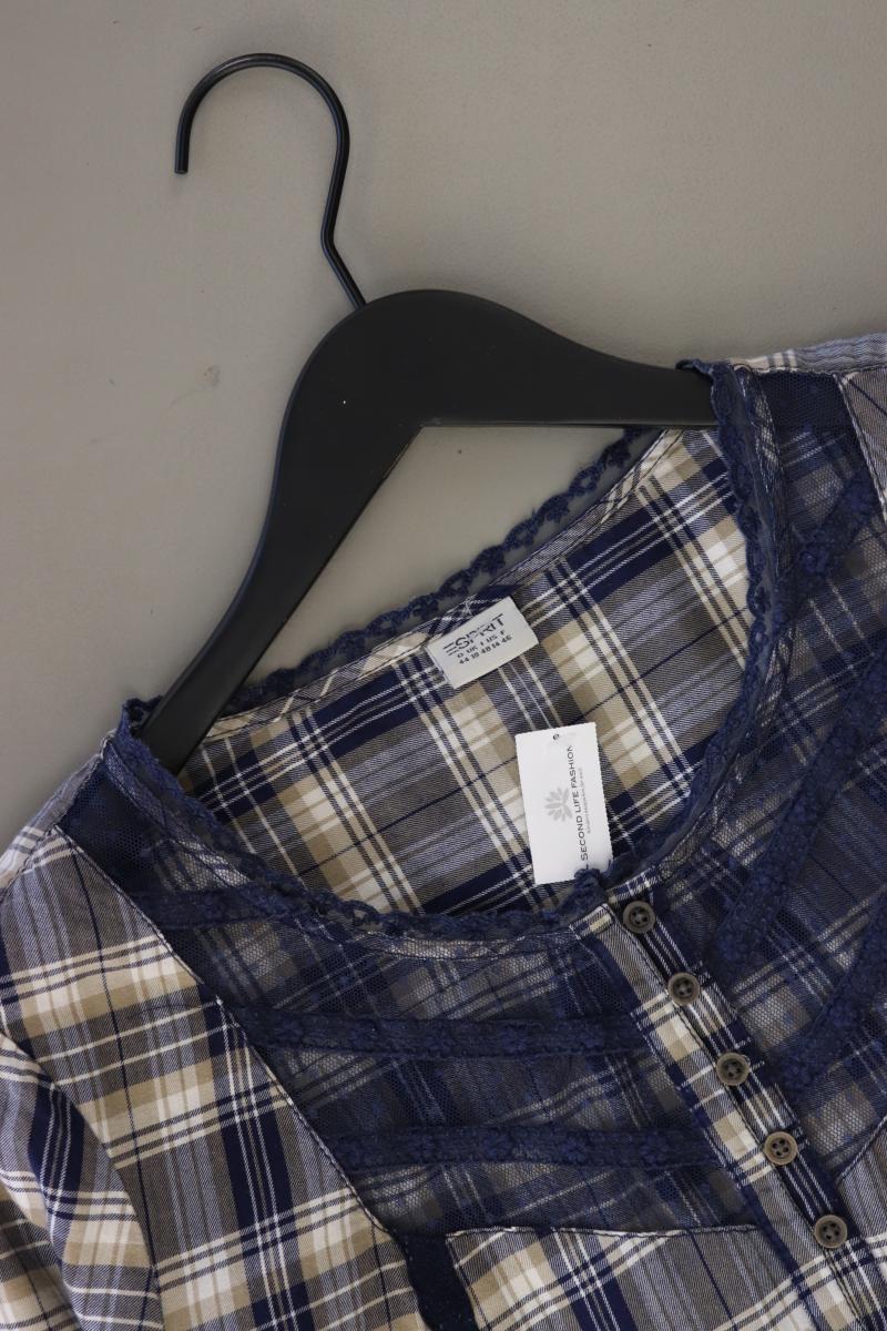 Esprit Karobluse Gr. 44 kariert Langarm blau aus Baumwolle