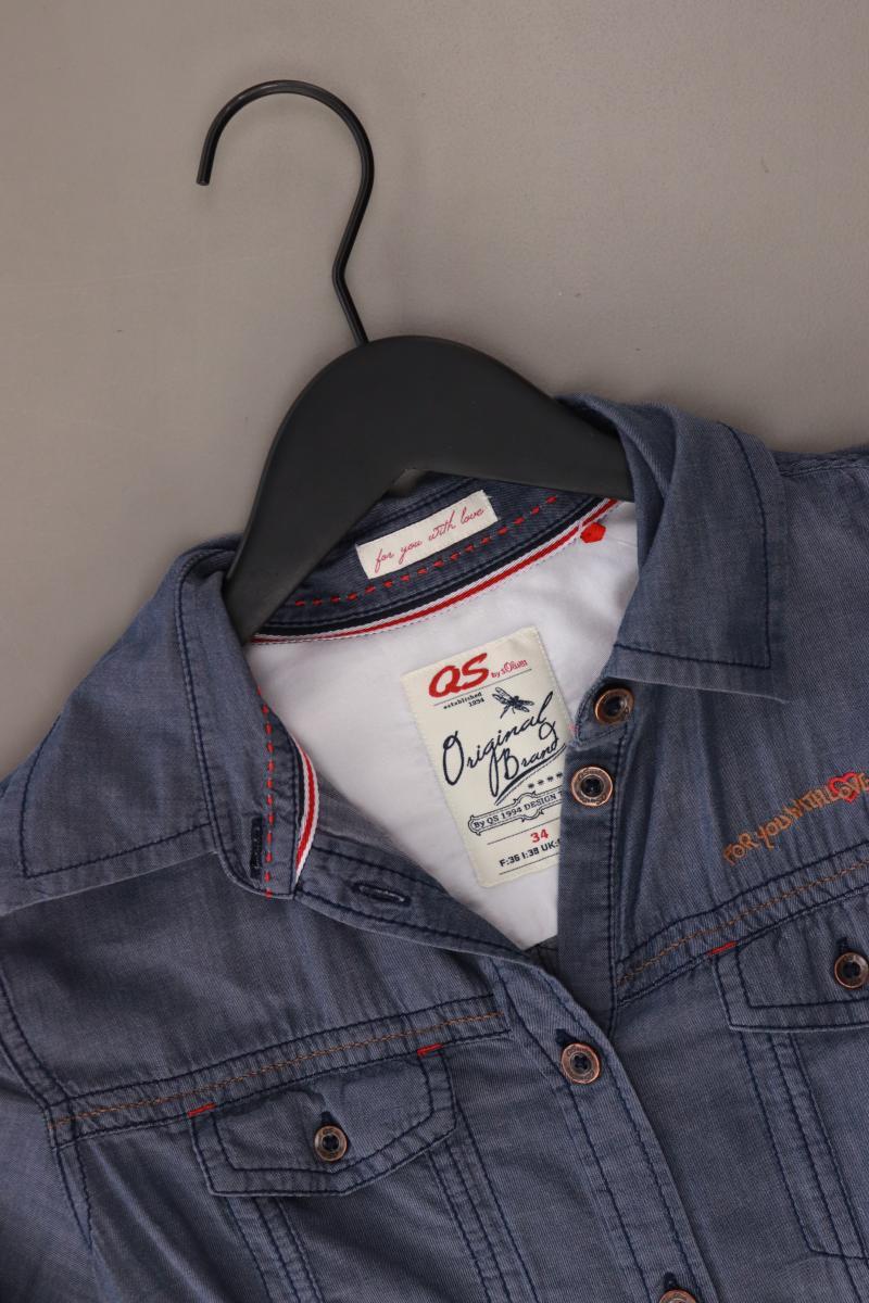 QS by s.Oliver Jeansbluse Gr. 34 Langarm blau aus Baumwolle