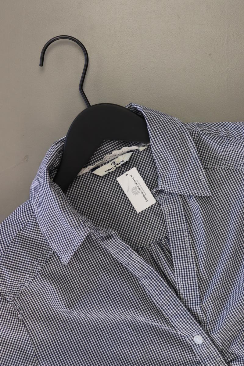Tom Tailor Karobluse Gr. 40 kariert Kurzarm blau aus Baumwolle