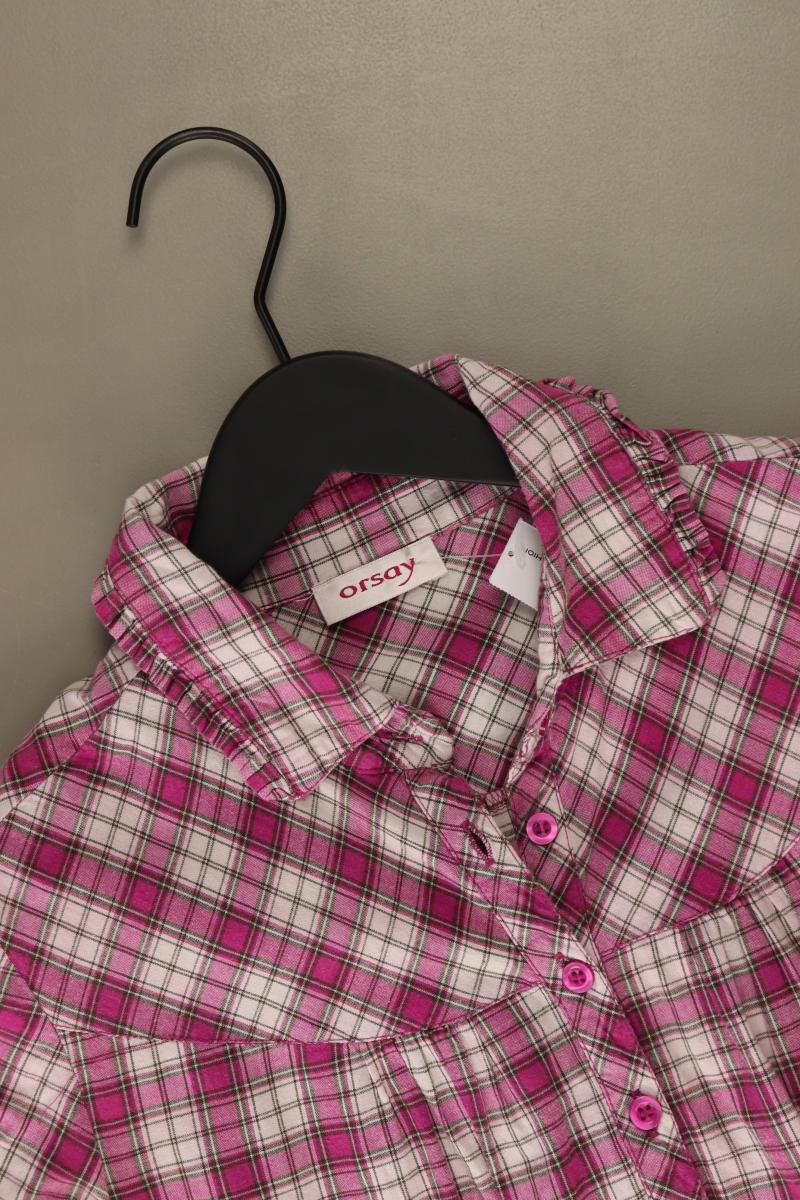 Orsay Kleid Gr. 40 kariert mit Gürtel Kurzarm pink aus Baumwolle