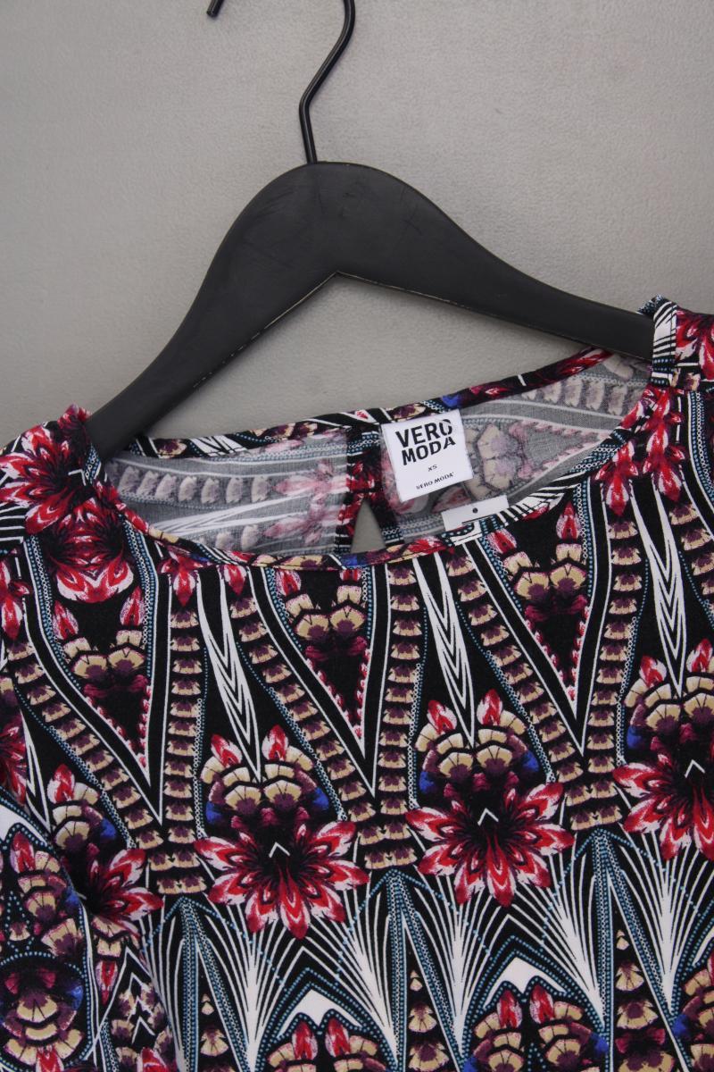 Vero Moda Minikleid Gr. XS mit Blumenmuster 3/4 Ärmel mehrfarbig aus Viskose