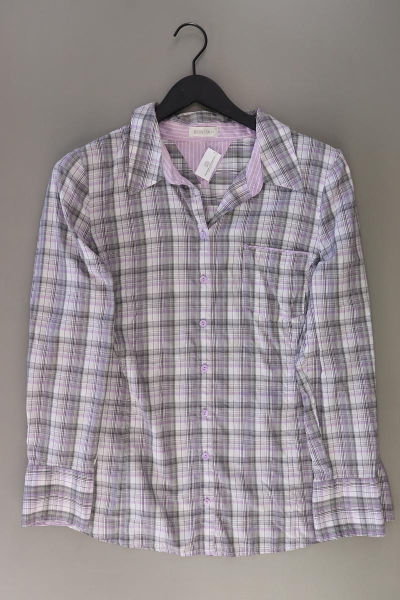 Bonita Karobluse Gr. 44 kariert Langarm grau aus Polyester