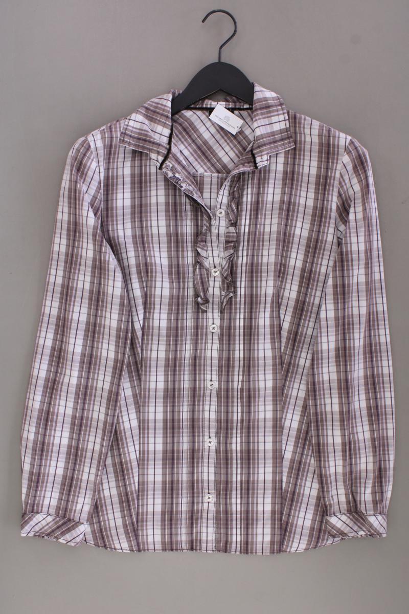 Gerry Weber Rüschenbluse Gr. L kariert Langarm braun