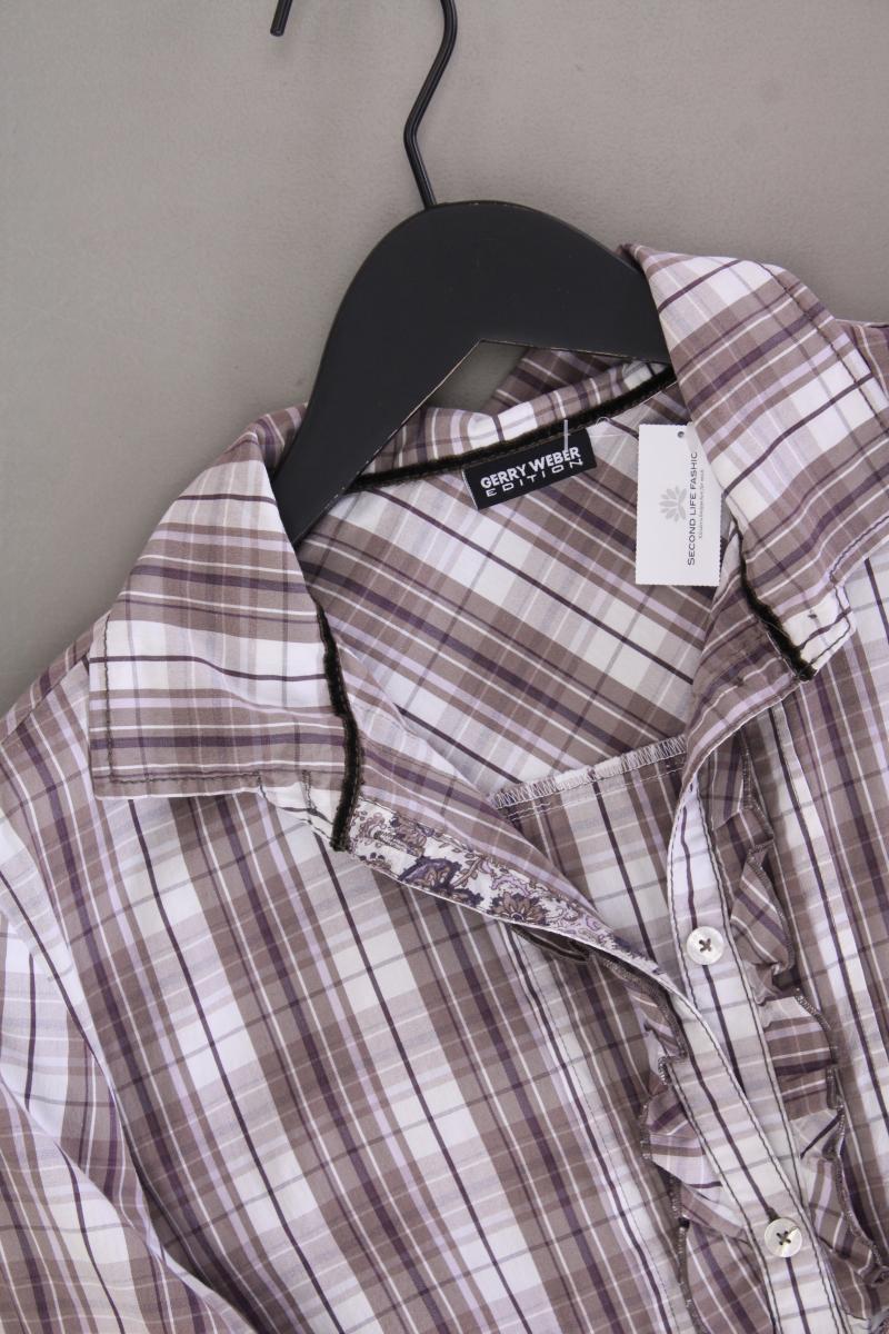 Gerry Weber Rüschenbluse Gr. L kariert Langarm braun