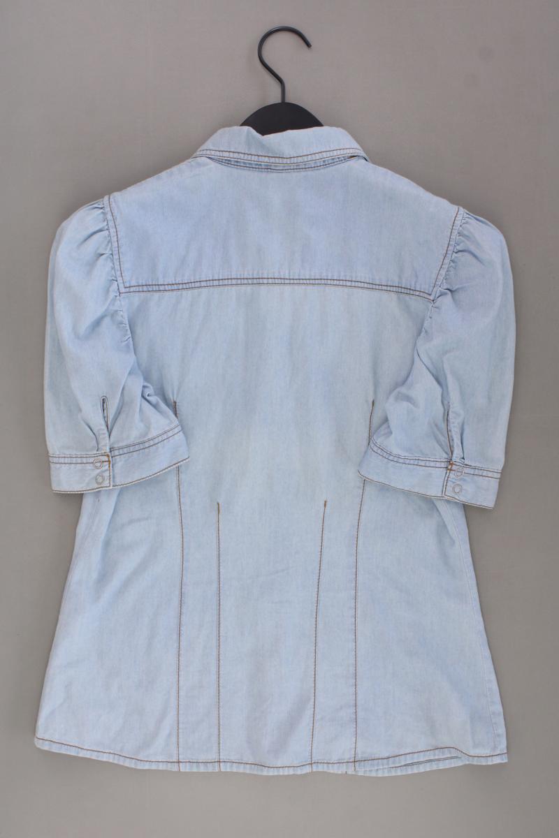 Jeansbluse Gr. 38 Kurzarm blau aus Baumwolle