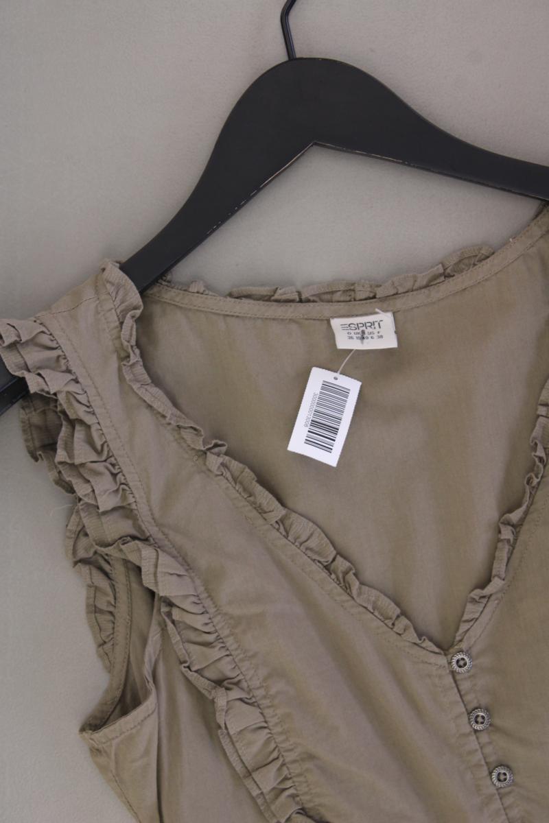 Esprit Rüschenbluse Gr. 36 Ärmellos olivgrün aus Baumwolle