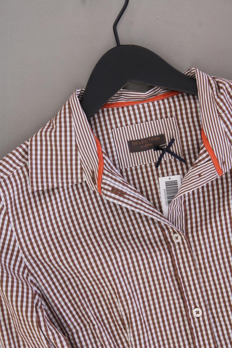 Selection by s.Oliver Karobluse Gr. 36 kariert Langarm braun aus Baumwolle
