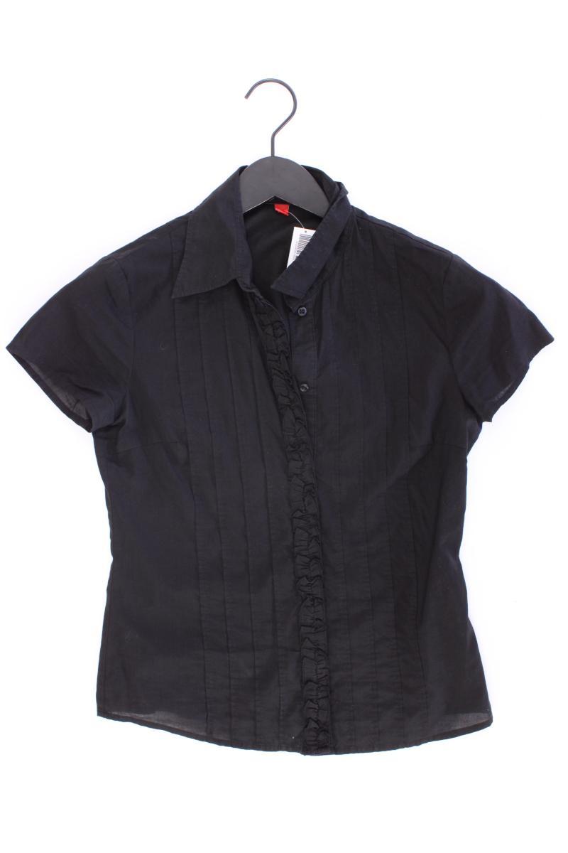 Esprit Rüschenbluse Gr. XS Kurzarm schwarz aus Baumwolle