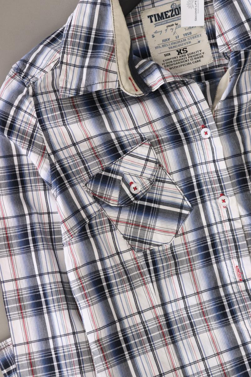 Timezone Karobluse Gr. XS kariert Langarm blau aus Baumwolle