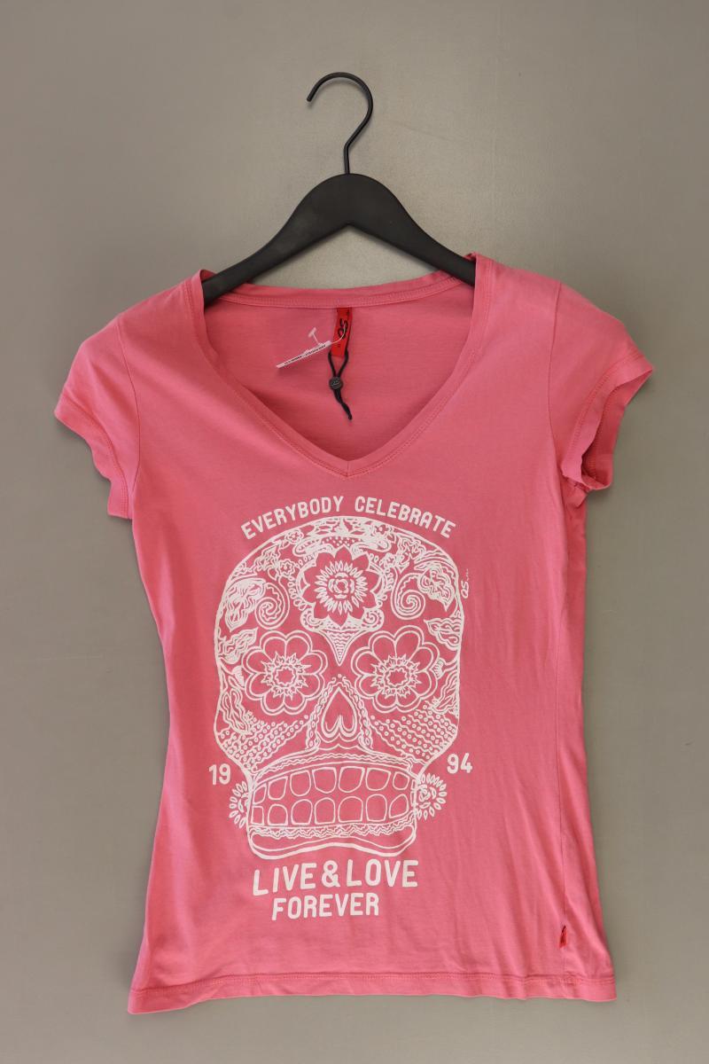 QS by s.Oliver Shirt mit V-Ausschnitt Gr. S Kurzarm rosa aus Baumwolle