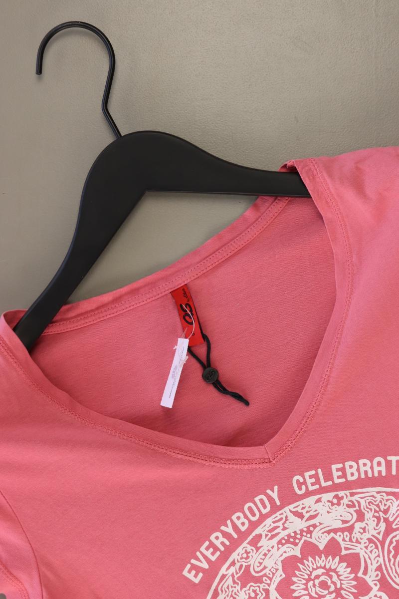 QS by s.Oliver Shirt mit V-Ausschnitt Gr. S Kurzarm rosa aus Baumwolle