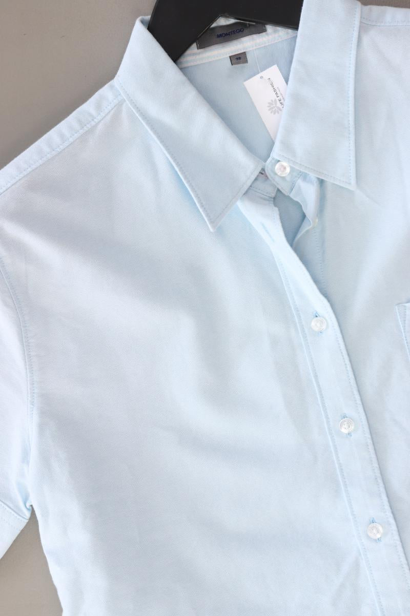 Montego Kurzarmbluse Gr. 38 blau aus Baumwolle