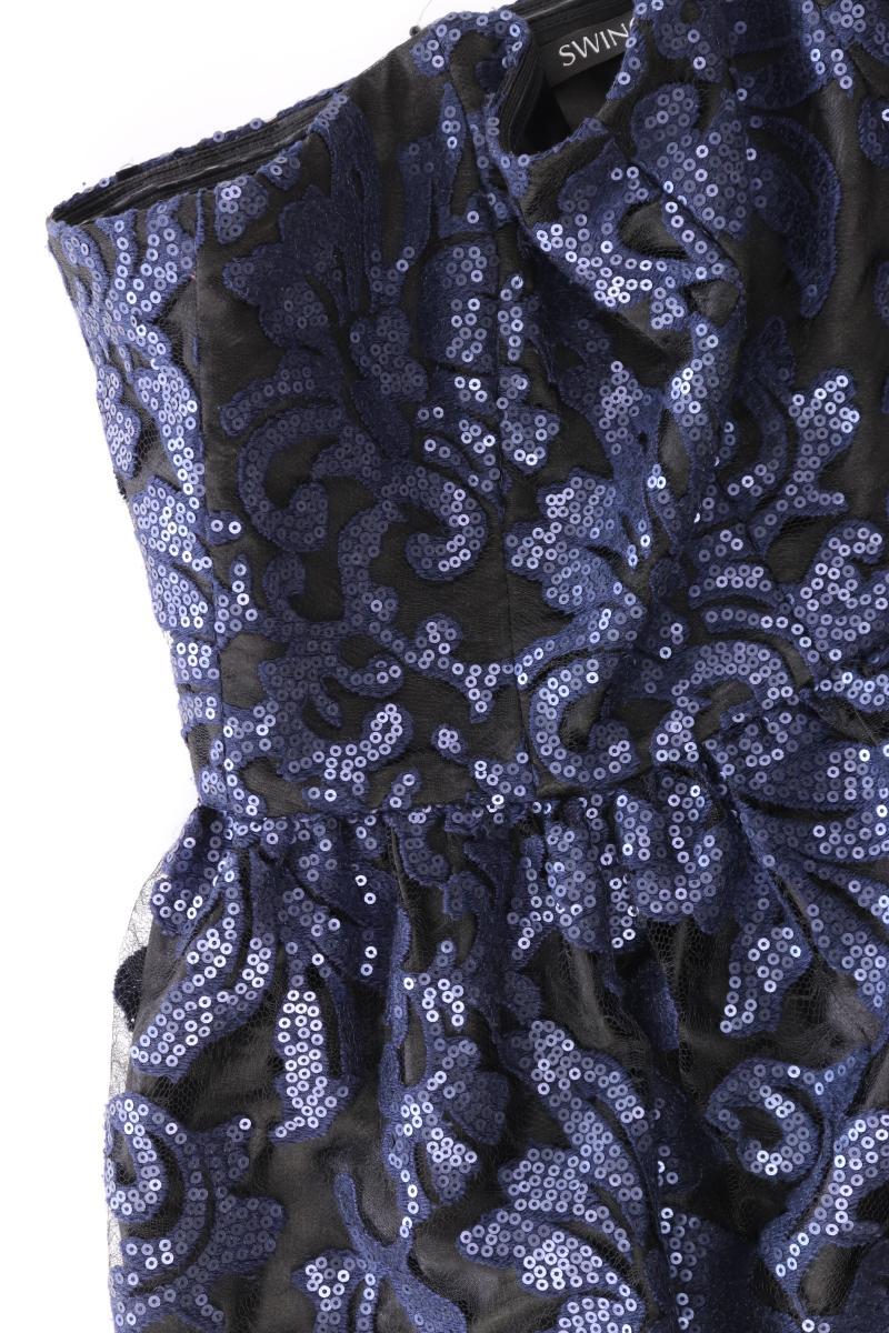 Swing Bandeaukleid Gr. 38 Ärmellos mit Pailletten blau aus Polyester