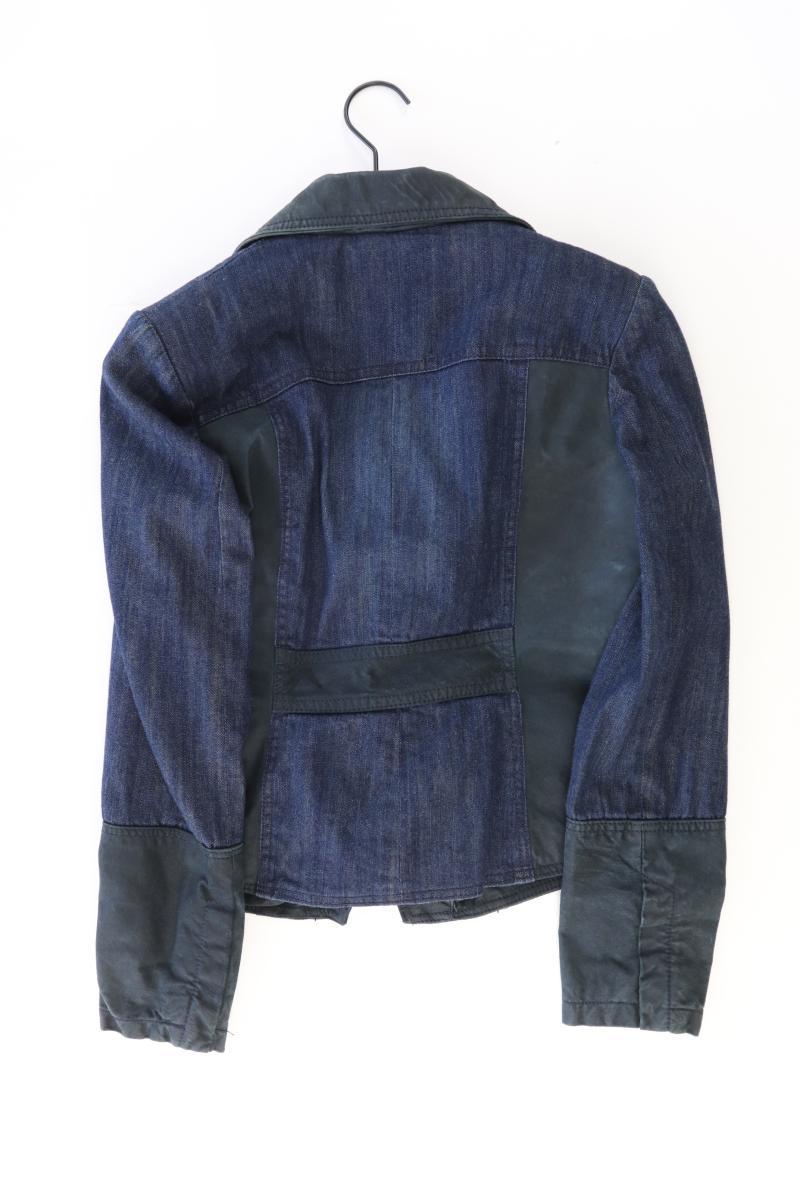 Mandarin Jeansblazer Gr. 38 blau aus Baumwolle