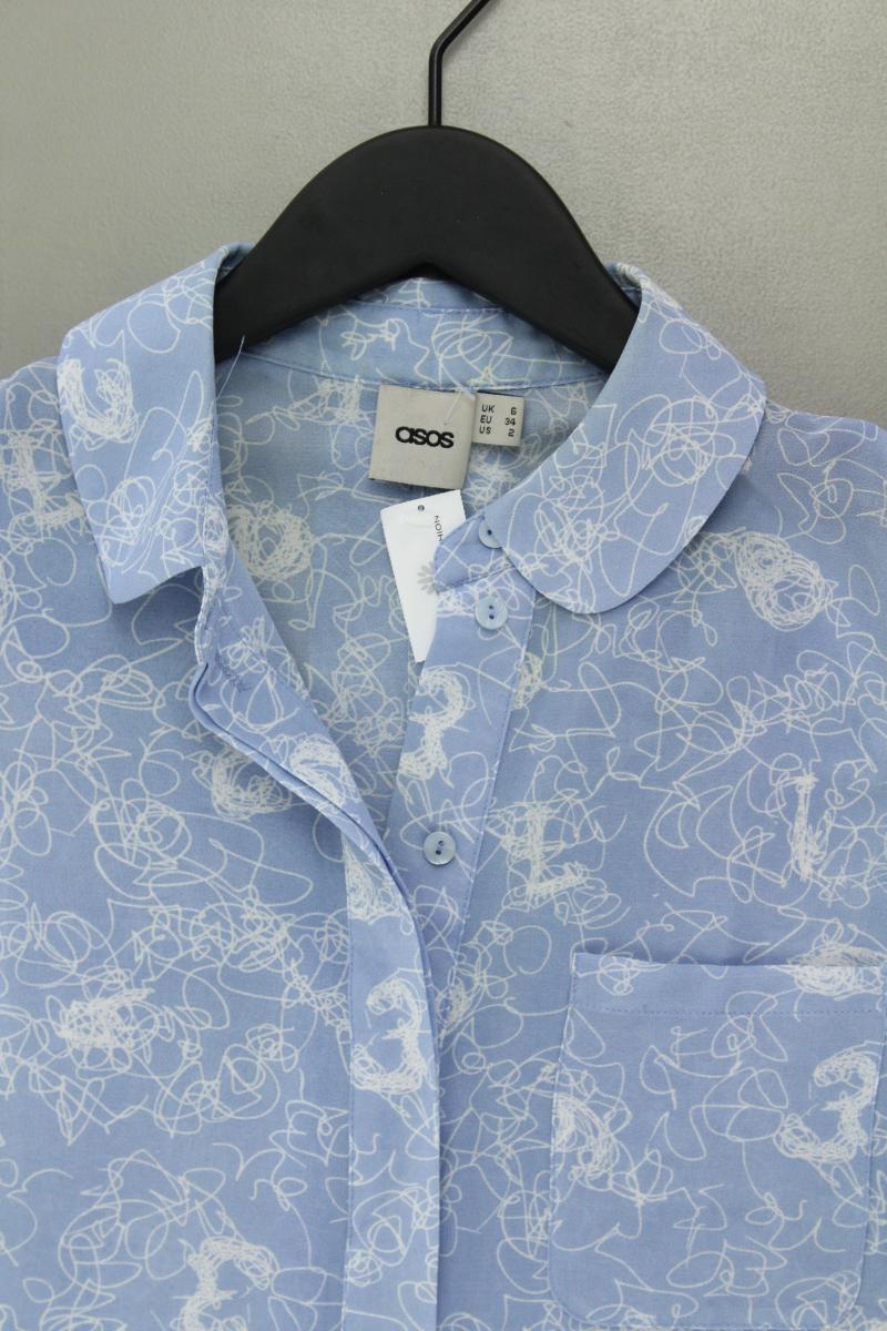 Asos Kurzarmbluse Gr. 34 blau aus Polyester
