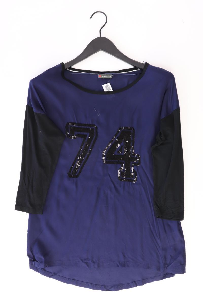 Street One Oversize-Bluse Gr. 36 3/4 Ärmel mit Pailletten blau aus Viskose