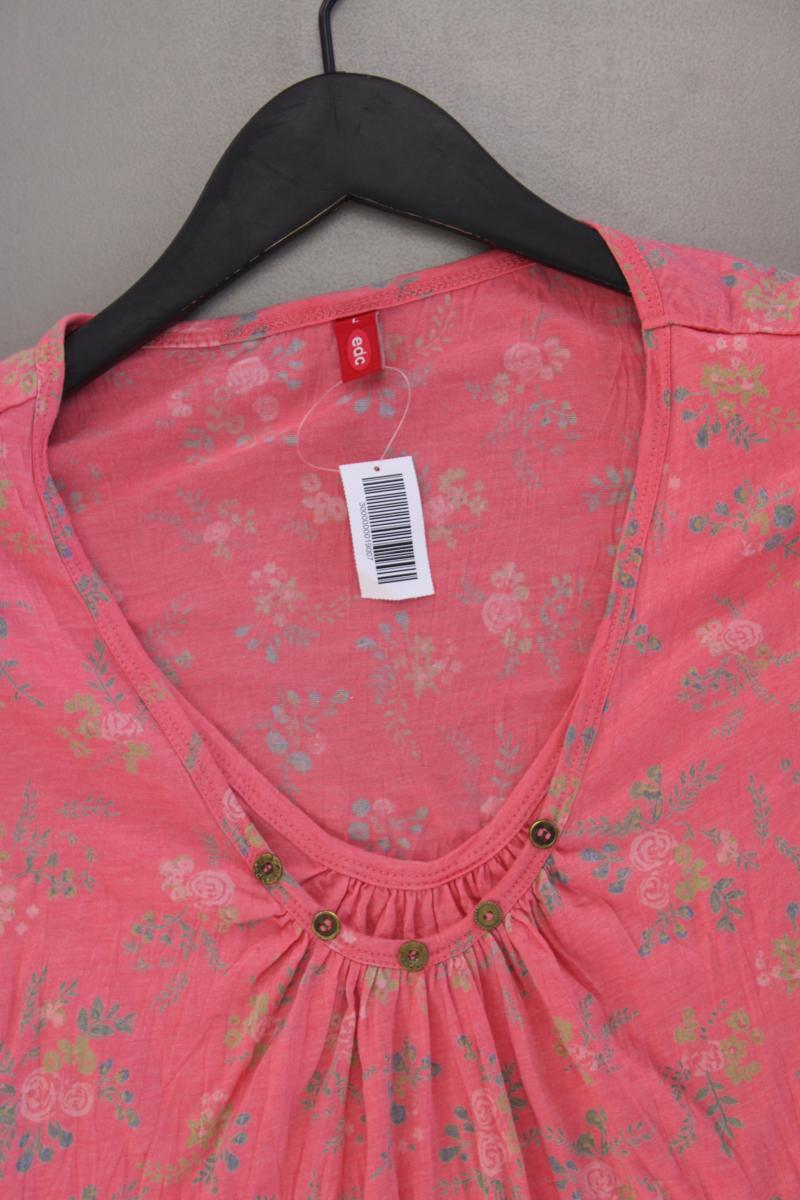 edc by Esprit Printshirt Gr. L mit Blumenmuster Kurzarm rosa aus Polyester