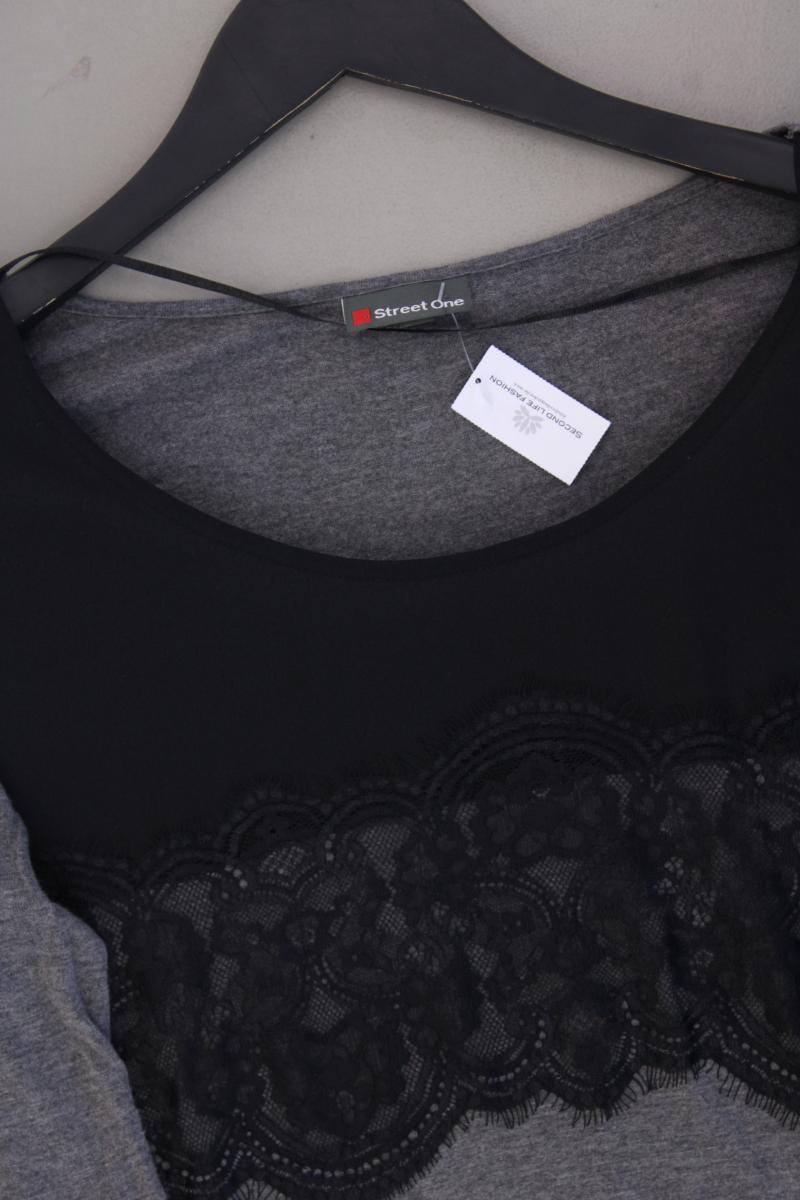 Street One Shirt mit Spitze Gr. 36 Kurzarm grau
