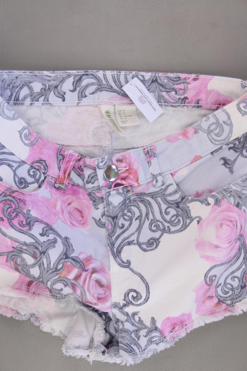 H&M Conscious Collection Shorts Gr. 36 mit Blumenmuster rosa aus Baumwolle