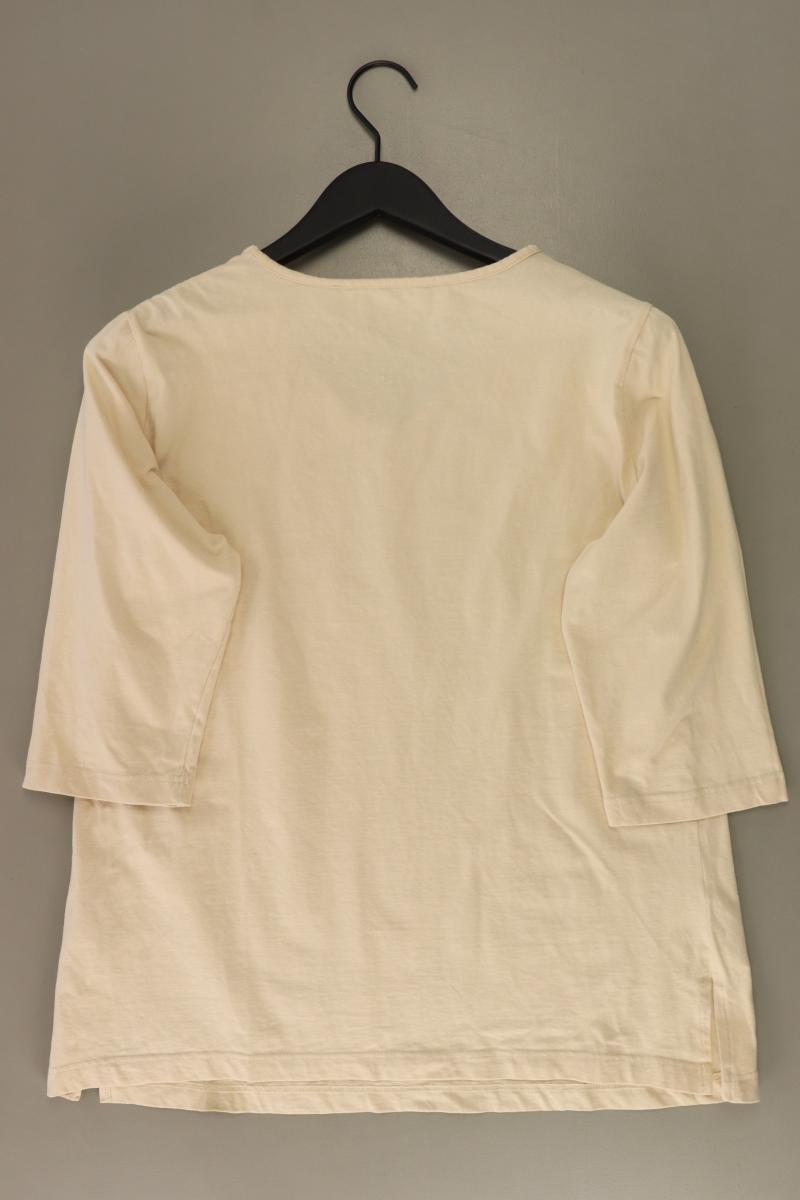 Shirt mit V-Ausschnitt Gr. 44 3/4 Ärmel creme aus Baumwolle